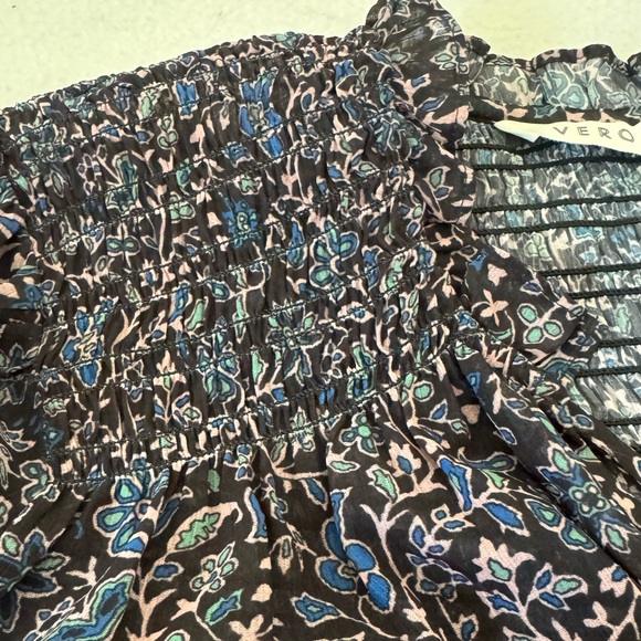 Veronica Beard Jaz Chiffon Floral Tie Split Neck Blouse Top, Size 4 - Picture 9 of 12